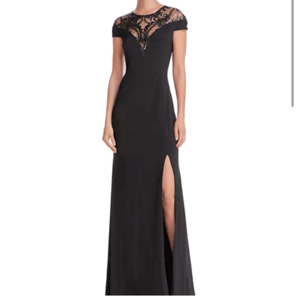 Adrianna Papell Black Lace Maxi Dress